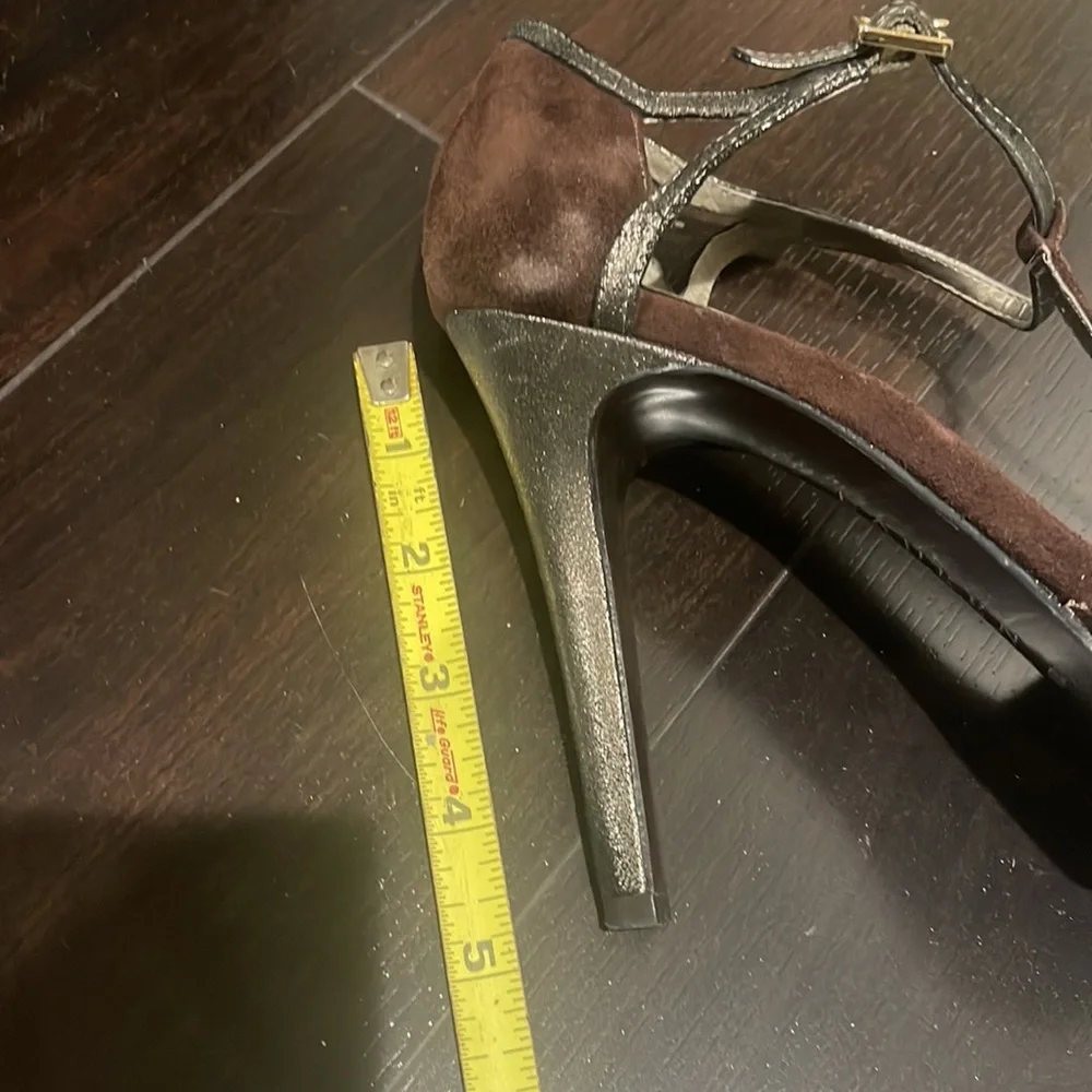 Gently Loved Ralph Lauren Chocolate Brown Suede  T Strap Heels - Picture 8 of 8